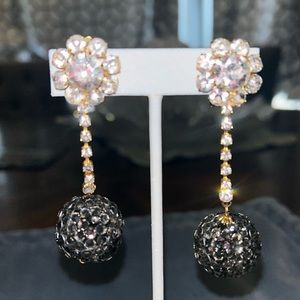 Stunning Black Diamond Crystal Ball Drop Earrings-Boutique